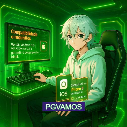 Imagem promocional do app oficial PGVAMOS destacando a conveniência de jogar cassino online pelo celular ou navegador