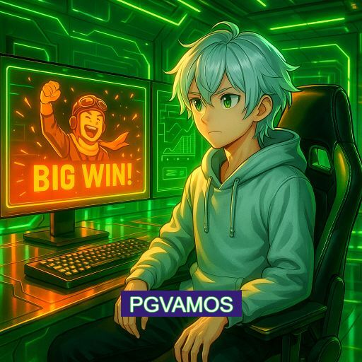 Imagem promocional do app oficial PGVAMOS destacando a conveniência de jogar cassino online pelo celular ou navegador
