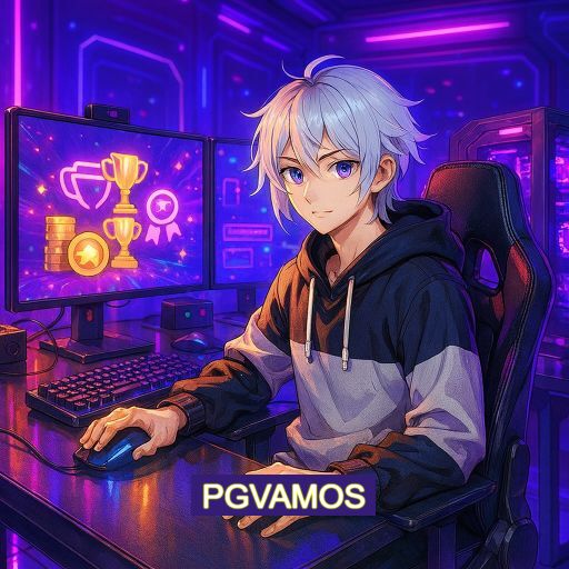 Imagem promocional do app oficial PGVAMOS destacando a conveniência de jogar cassino online pelo celular ou navegador