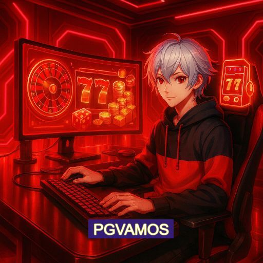 Imagem promocional do app oficial PGVAMOS destacando a conveniência de jogar cassino online pelo celular ou navegador