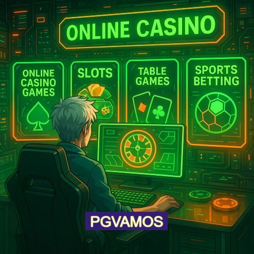 Imagem promocional do app oficial PGVAMOS destacando a conveniência de jogar cassino online pelo celular ou navegador