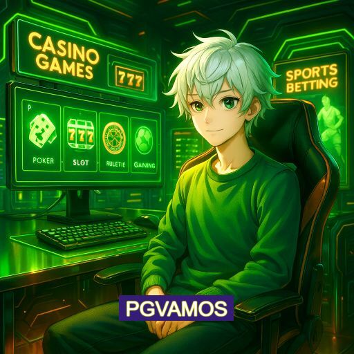 Imagem promocional do app oficial PGVAMOS destacando a conveniência de jogar cassino online pelo celular ou navegador