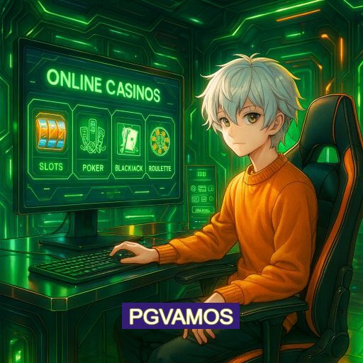 Imagem promocional do app oficial PGVAMOS destacando a conveniência de jogar cassino online pelo celular ou navegador