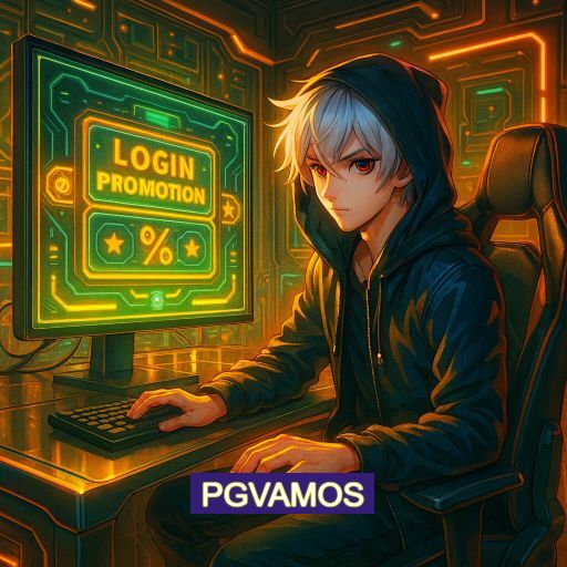 Imagem promocional do app oficial PGVAMOS destacando a conveniência de jogar cassino online pelo celular ou navegador