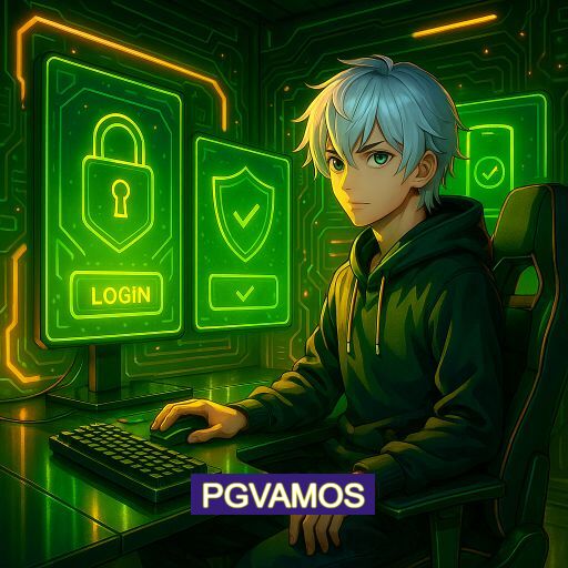 Imagem promocional do app oficial PGVAMOS destacando a conveniência de jogar cassino online pelo celular ou navegador