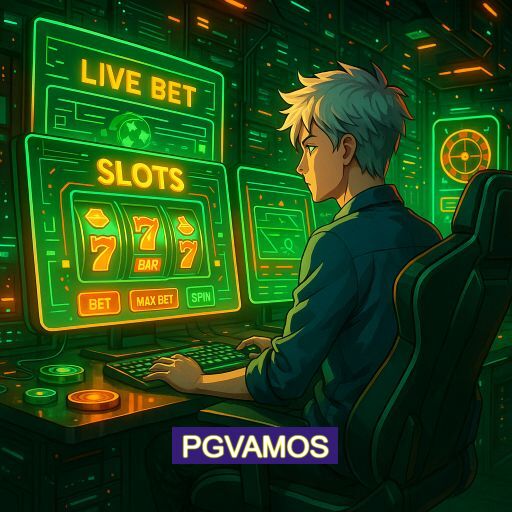Imagem promocional do app oficial PGVAMOS destacando a conveniência de jogar cassino online pelo celular ou navegador